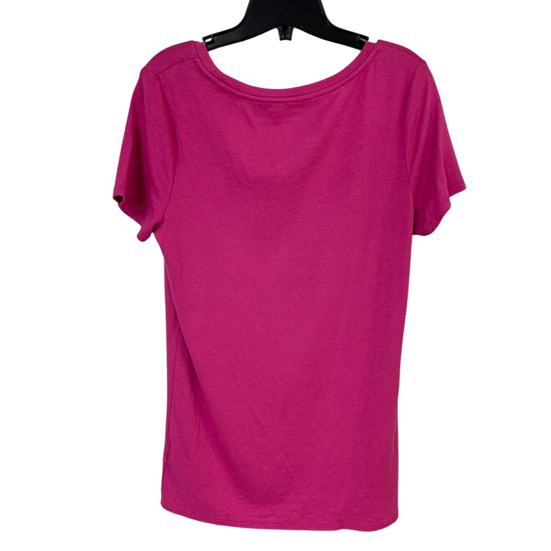 New Hand Printed Womens Large Pink Save The Earth World Short Sleeve Tee Shirt