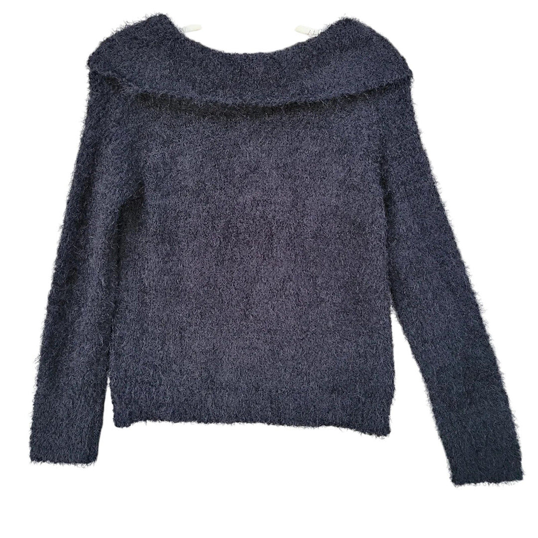NWT New Freshman Juniors Medium Off-Shoulder Long Sleeve Fuzzy Knit Sweater