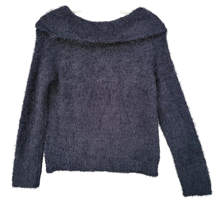 NWT New Freshman Juniors Medium Off-Shoulder Long Sleeve Fuzzy Knit Sweater