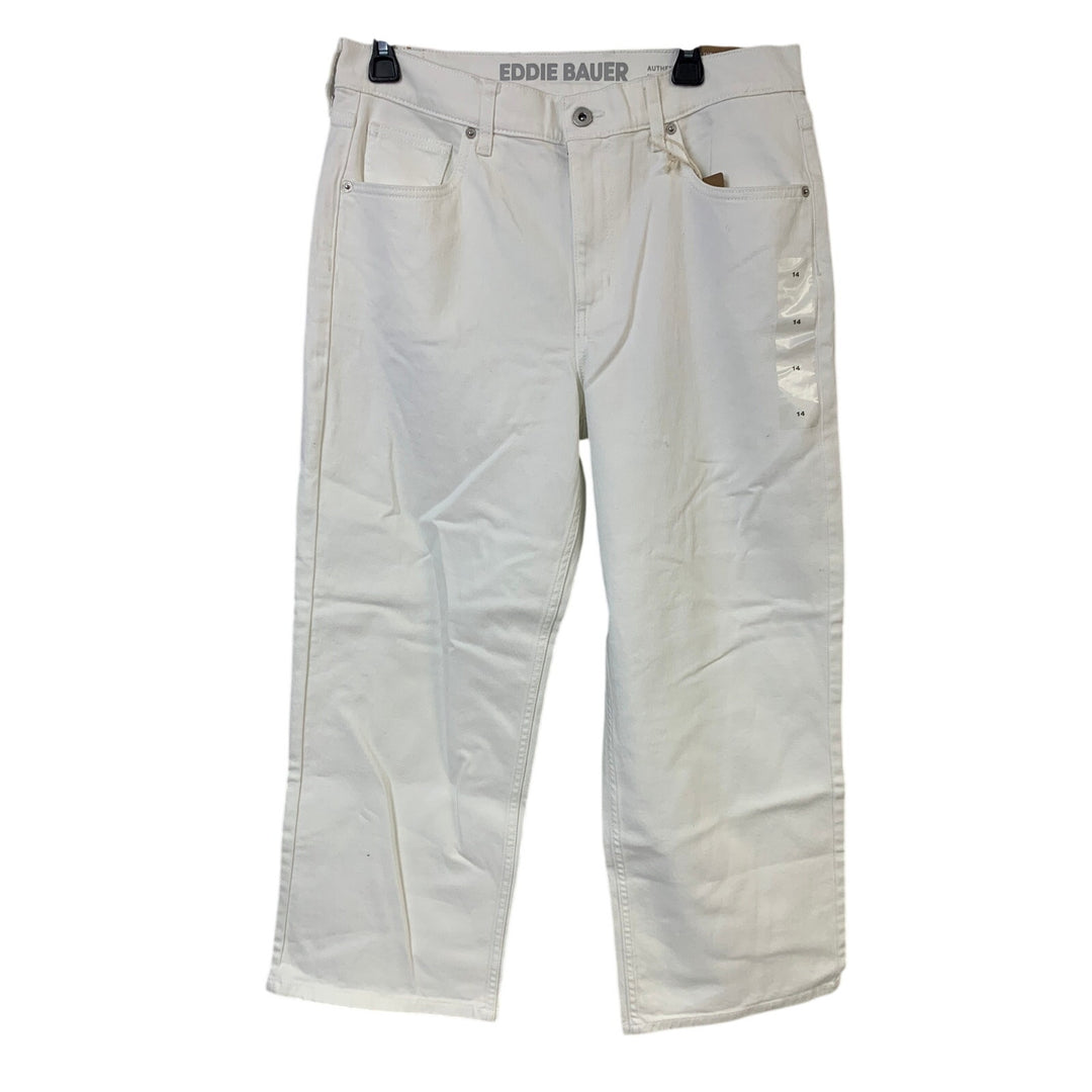 New Eddie Bauer Womens 14 White Authentic Voyager Everyday Crop High Rise Jeans