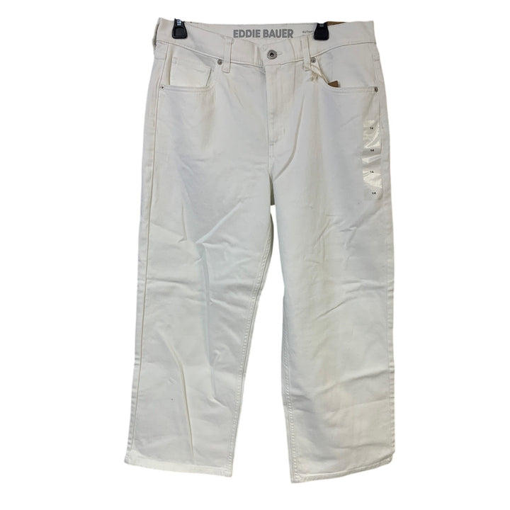 New Eddie Bauer Womens 14 White Authentic Voyager Everyday Crop High Rise Jeans