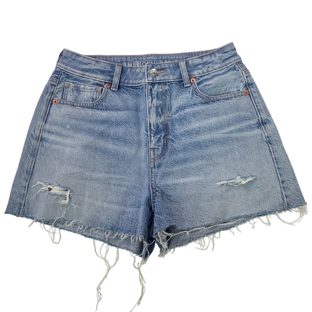 New American Eagle Womens Size 2 Distressed Mom Short Jorts Denim Jean Shorts