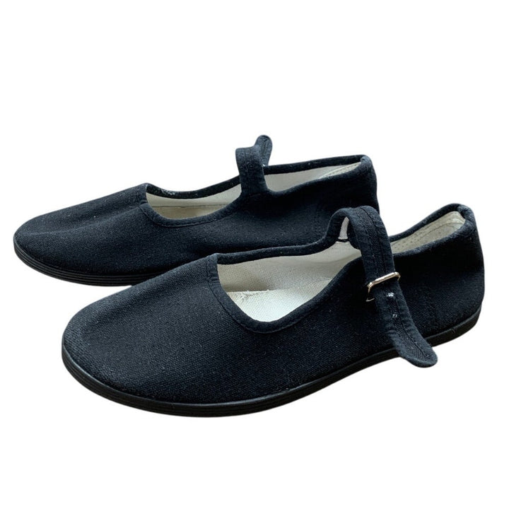 Shoes18 Womens Size 6.5 Black Foldable Portable Travel Ballet Flat Buckle Shoes