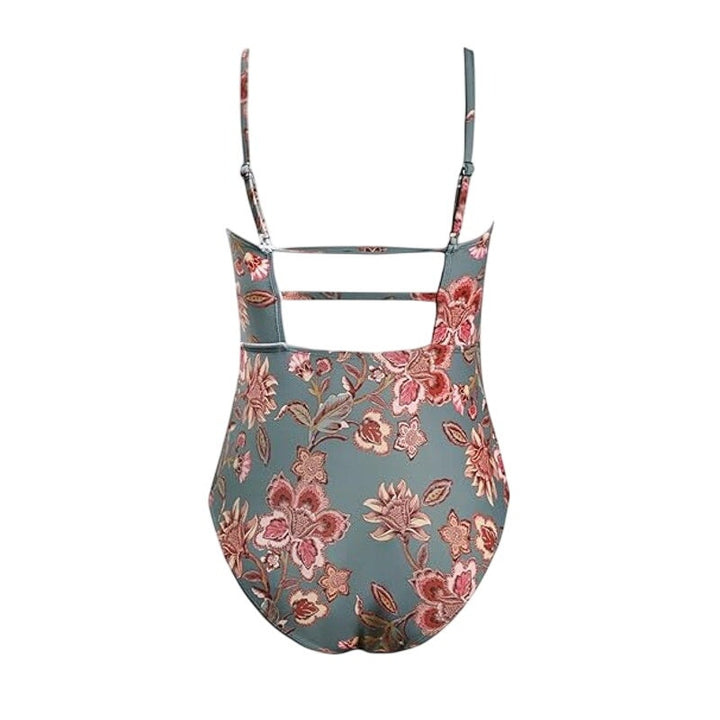 NWT New Cupshe Womens Large Floral Cutout Back Tummy Control One Piece Swimsuit
