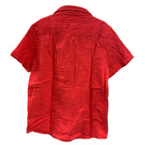 New Cat & Jack Boys Medium Red Melon Short Sleeve 100% Cotton Button Up Shirt