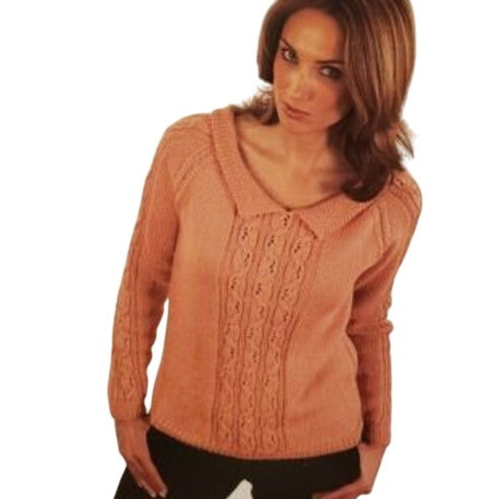 New Plymouth N034 Baby Alpaca DK Lace Patterned Panel Pullover Knitting Pattern