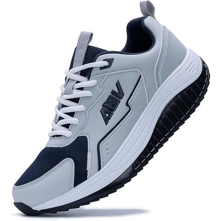 New Mens Size 7 Gray Navy Arch Support Lace Up Athletic Shoes w Flaw