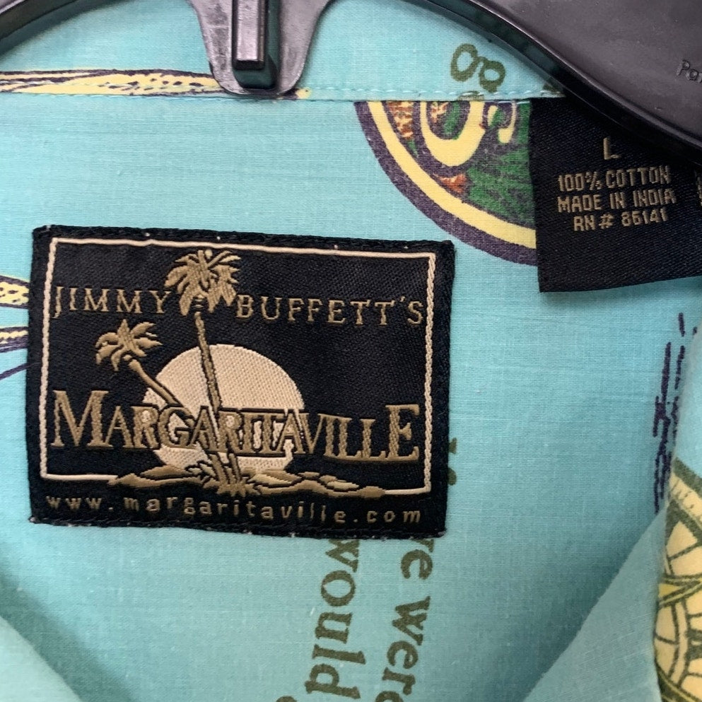 Lot of 2 Margaritaville Joe Marlin Mens Large Blue Short Sleeve Button Up Shirts