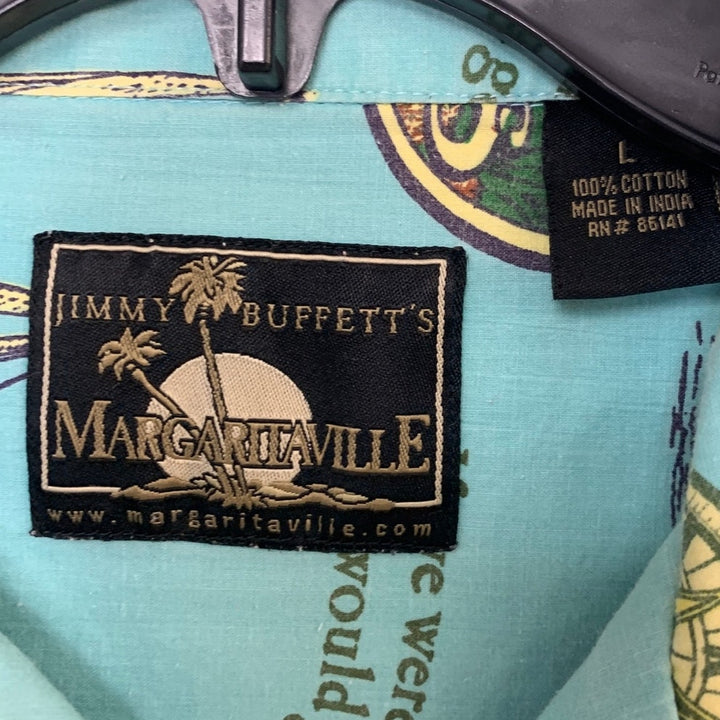 Lot of 2 Margaritaville Joe Marlin Mens Large Blue Short Sleeve Button Up Shirts