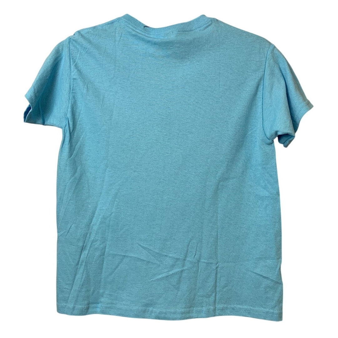 New Upcycled Hand Printed Youth Small Save Planet Earth Short Sleeve Tee Shirt