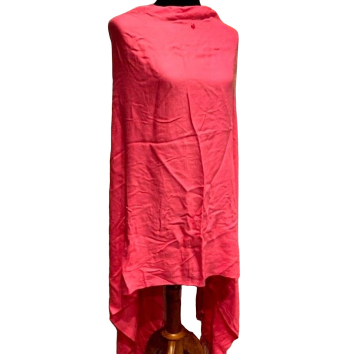 Handmade Upcycled Large Draping Hot Pink Fringed Poncho Lightweight Wrap Shawl