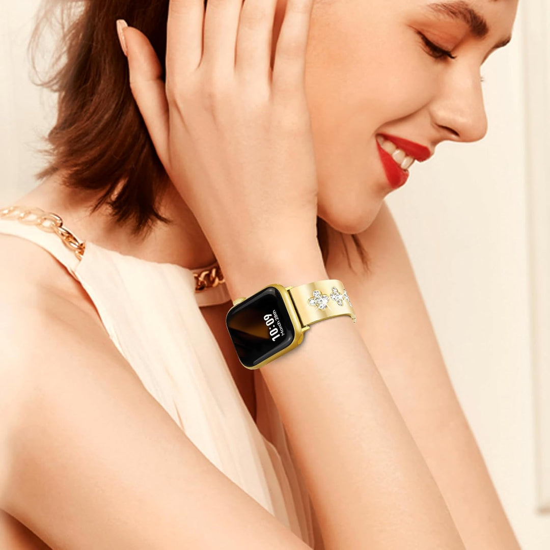 New Newlibery Gold Toned 38mm Four Leaf Clover Apple iWatch Replacement Band