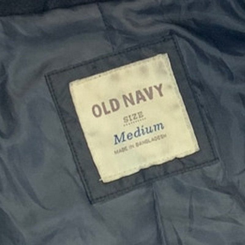 Old Navy Womens Medium Double Breasted Full Button Wool Blend Black Pea Coat