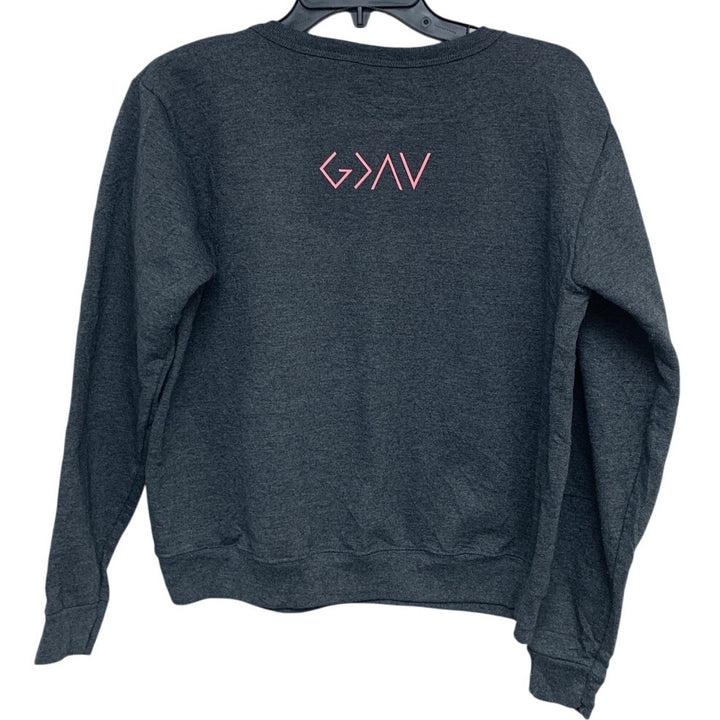 Upcycled Hand Printed Womens Medium God Is Greater Than Highs &amp; Lows Sweatshirt