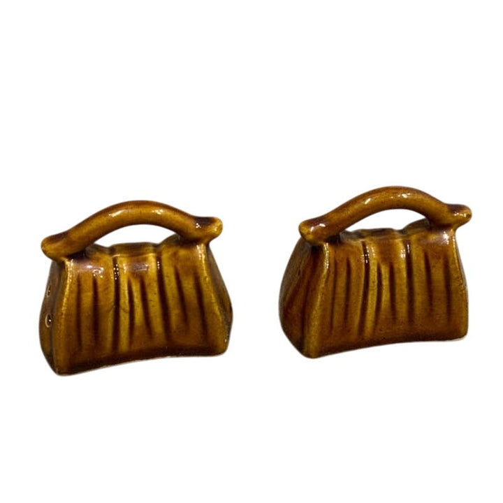 Vintage Ceramic Cowboy Saddlebag Suitcase Handbag Purse Salt Pepper Shakers Set