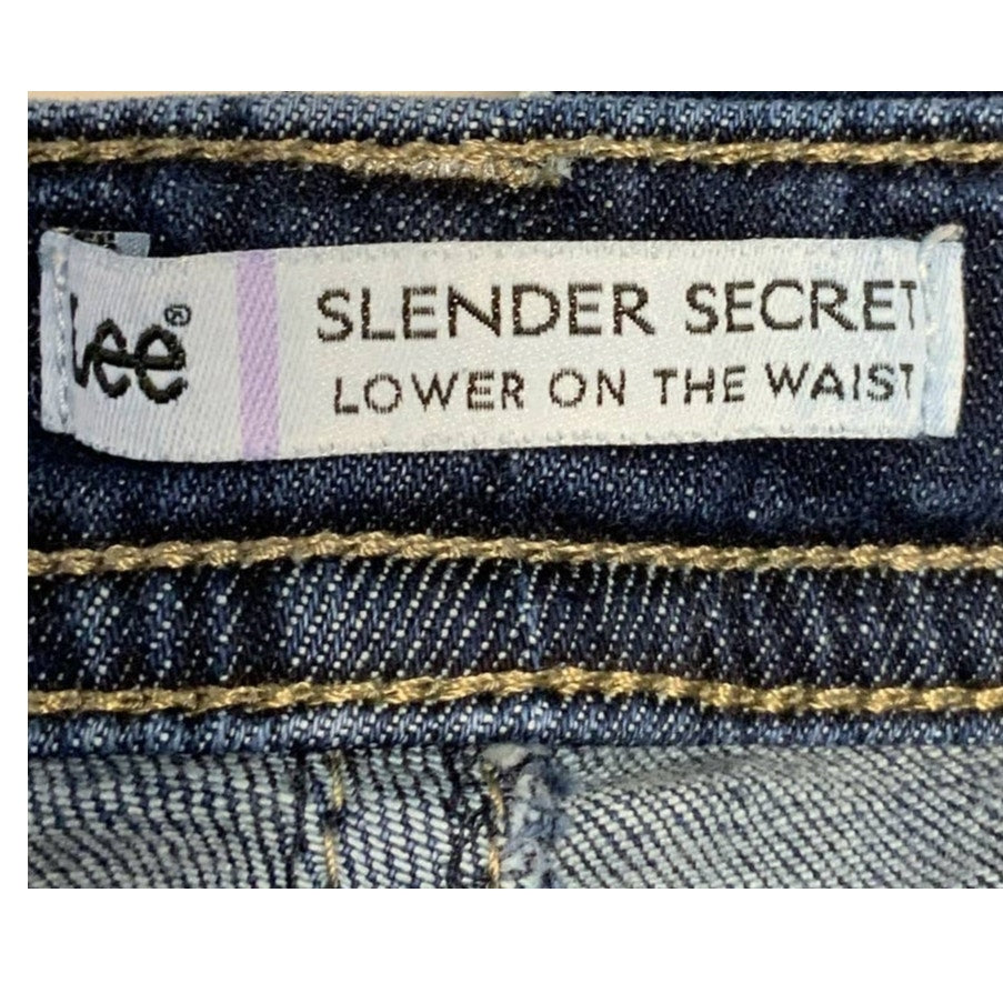 Lee Size 16 Long Slender Secret Lower on the Waist Cotton Blend Denim Blue Jeans