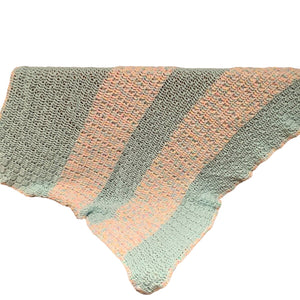 Handmade Pastel Green White Blue Pink Crocheted Baby Blanket Afghan Throw