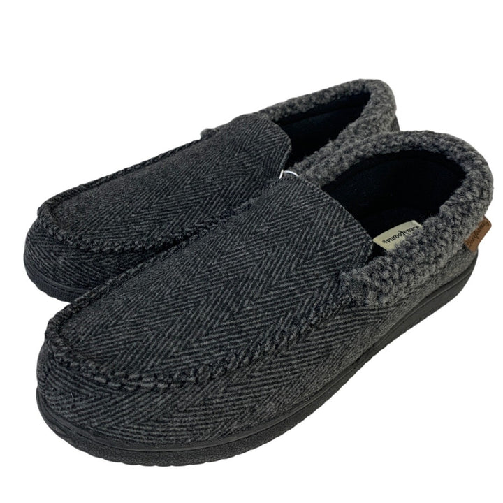Dearfoams Mens Large 11-12 Gray Tweed Memory Foam Washable House Slippers