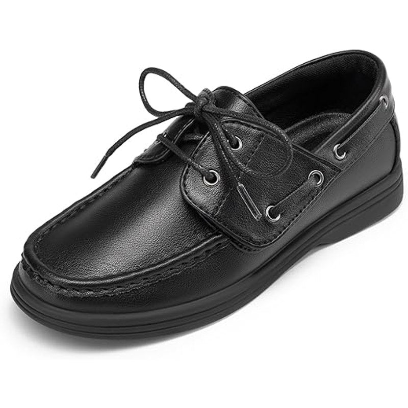 New Dream Pairs Little Boys Size 11 Black Faux Leather Slip On Dressy Boat Shoes