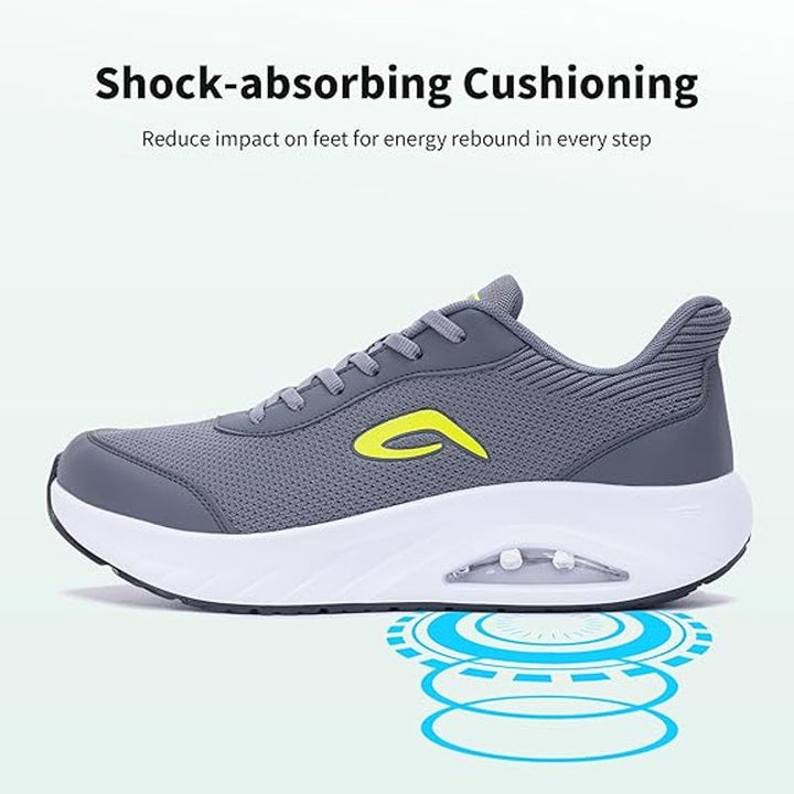AOV Mens Size 9.5 Gray Mesh Wide Toe Box Arch Support Orthotic Walking Shoes