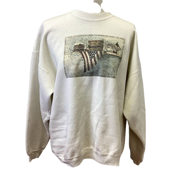 Vintage Hanes Heavyweight XL Americana USA Flag CrewNeck Cotton Blend Sweatshirt