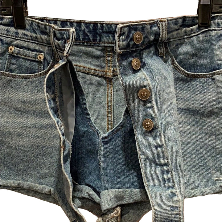 3 Supplies Lee Womens Medium Size 8 Button Fly Cutoff Denim &amp; Black Shorts