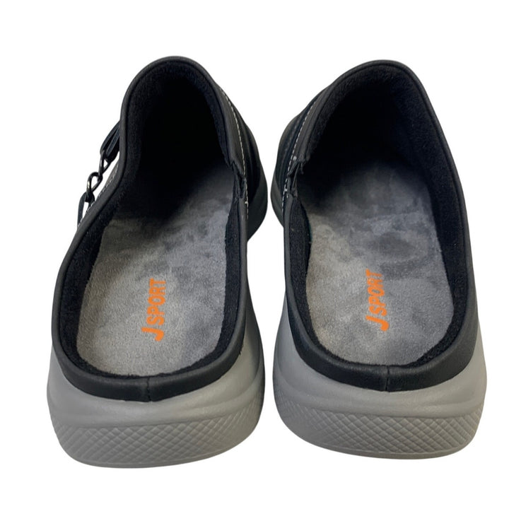 JSport Womens Size 7 Black Faux Leather Gina Slip On Memory Foam Sneaker Shoes