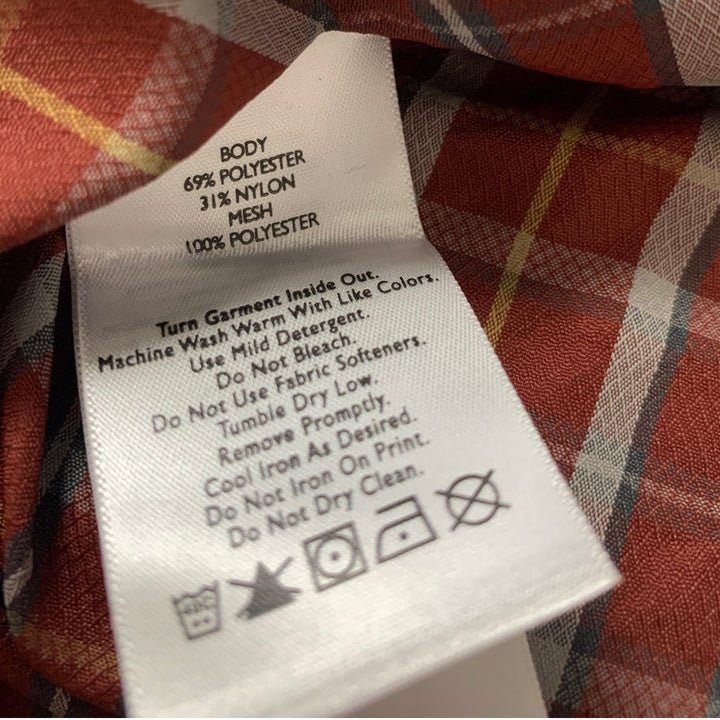 New Eddie Bauer Mens Small Short Sleeve Rainier Russet Plaid Button Up Shirt