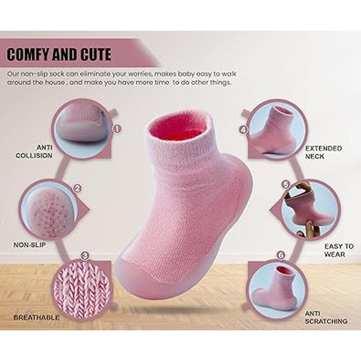 Baby Girl Toddler Size 2 Years Pink Slip On First Non Slip Soft Sole Sock Shoes