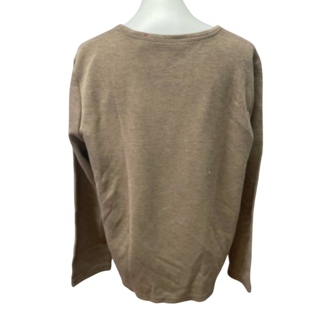 Hand Printed Upcycled XL Pleurotus Spodoleucus Oyster Mushroom Long Sleeve Shirt