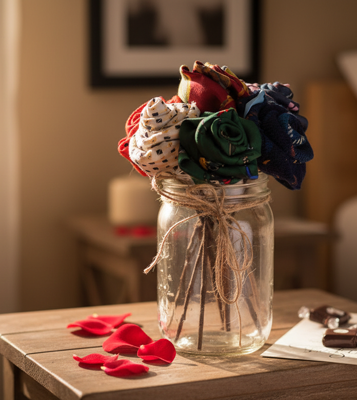 Exact rainbow necktie rose bouquet in a romantic lifestyle setting
