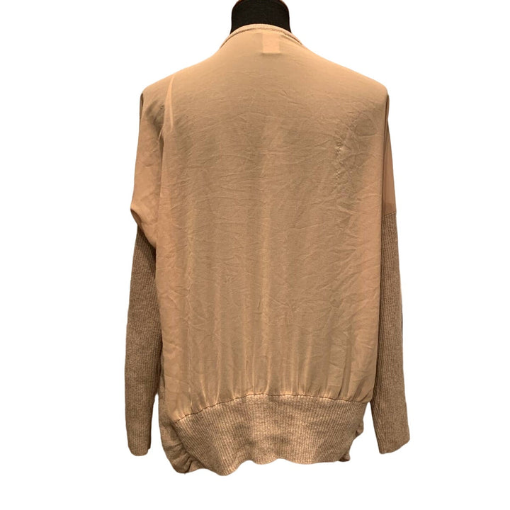 Neiman Marcus Women Large Sheer Back Angora Cashmere Wool Blend Cardigan Sweater