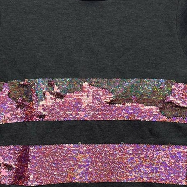 Spotted Zebra Girls Small (6-7) Long Sleeve Changing Sequins Sweatshirt Tunic