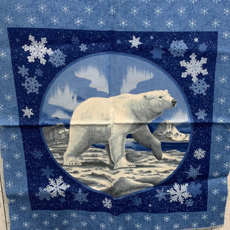 3 Polar Bear Orca Whale Ocean Printed Quilt Blocks Craft Fabric Quilting Squares