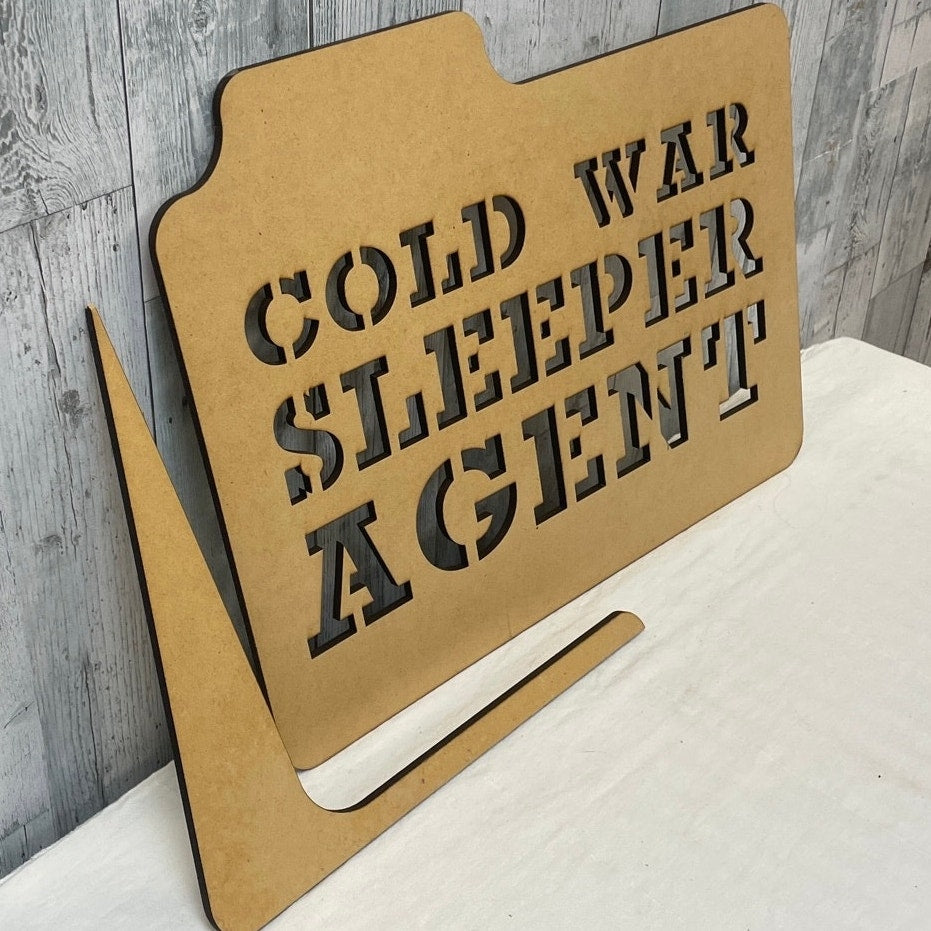 Custom Made Cold War Sleeper Agent Wood Plaque From An Escape Room Wall Art