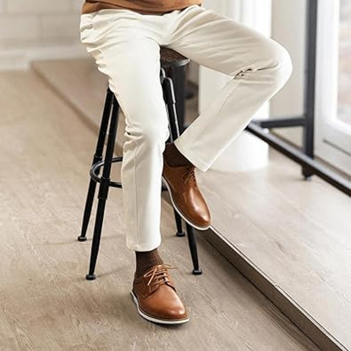 New Bruno Marc Mens Size 10.5W Wide Brown Plain Toe Oxford Business Formal Shoes