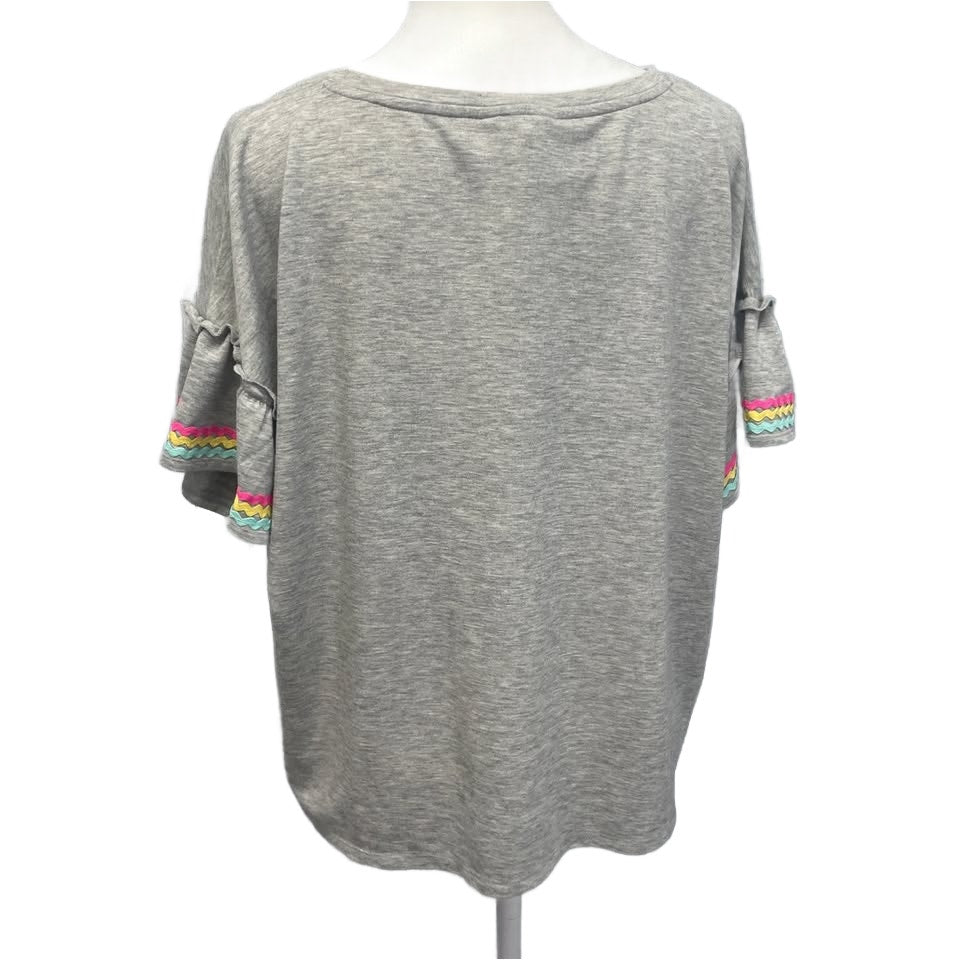 Hand Printed Upcycled Womens XL She Is Me Loved Worthy Enough Bell Sleeve Top