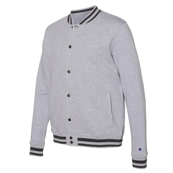 New Champion Mens Medium Gray Snap Up PolyCotton Athletic Wear Bomber Jacket