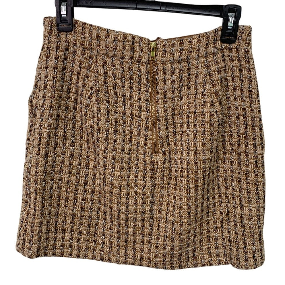 NWT New Walter Baker Womens Size 6 Metallic Gold Lined Tweed Mini Skirt