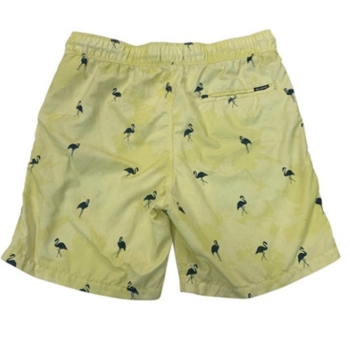 2 Yellow Mens Medium Pineapple Drawstring Waist Unlined Swim Shorts Trunks