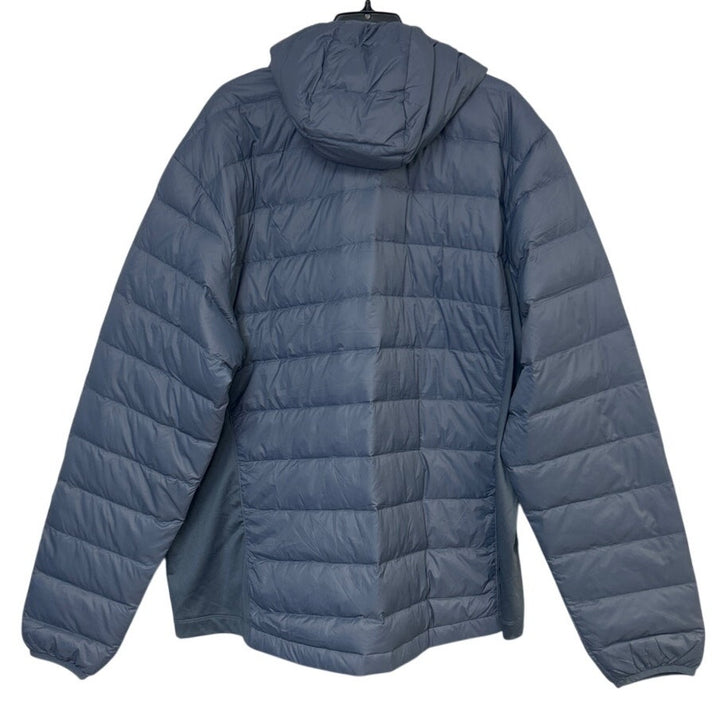 New Eddie Bauer Mens XL Blue Hooded Zip Up Soft Packable 550 Down Puffer Jacket