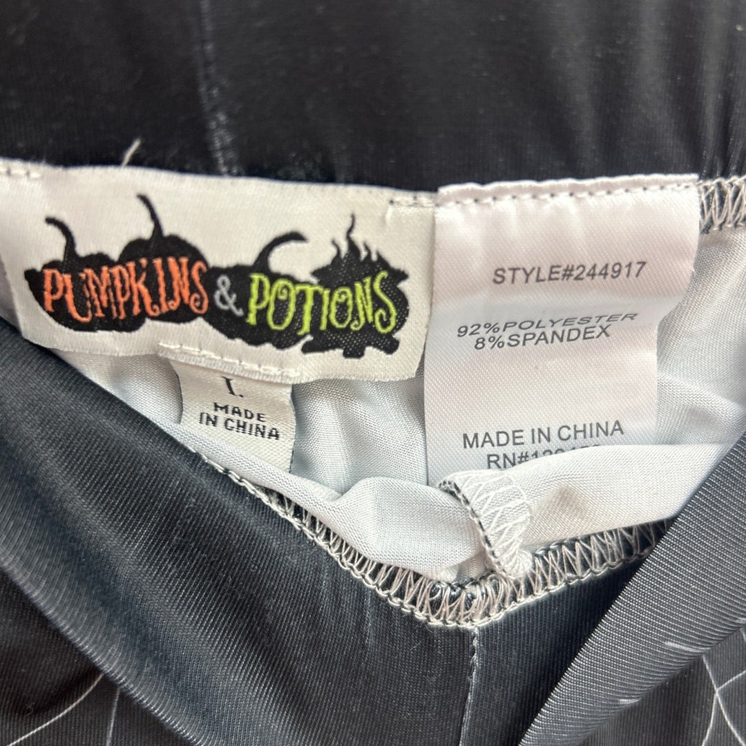 NWT New Pumpkins &amp; Potions Womens Large Black Halloween Spider Web Leggings