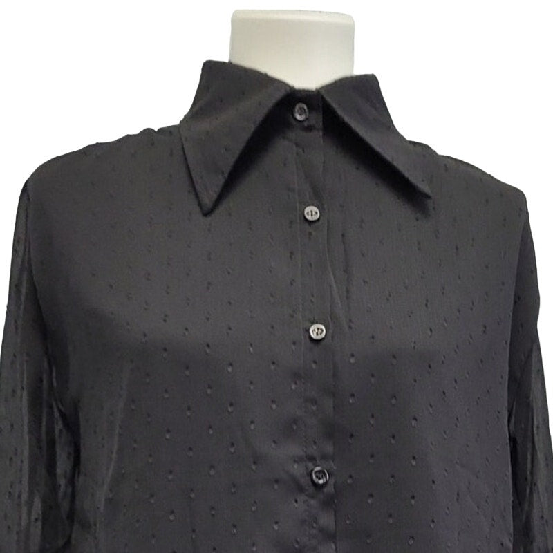 New Love Encounter Womens S Long Sleeve Partially Lined Button Up Sheer Shirt