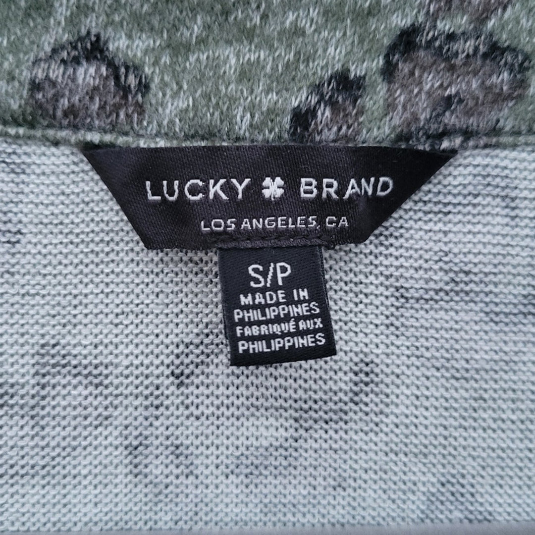 NWT New Lucky Brand Womens Small Leopard Print Viscose Long Sleeve Henley Top