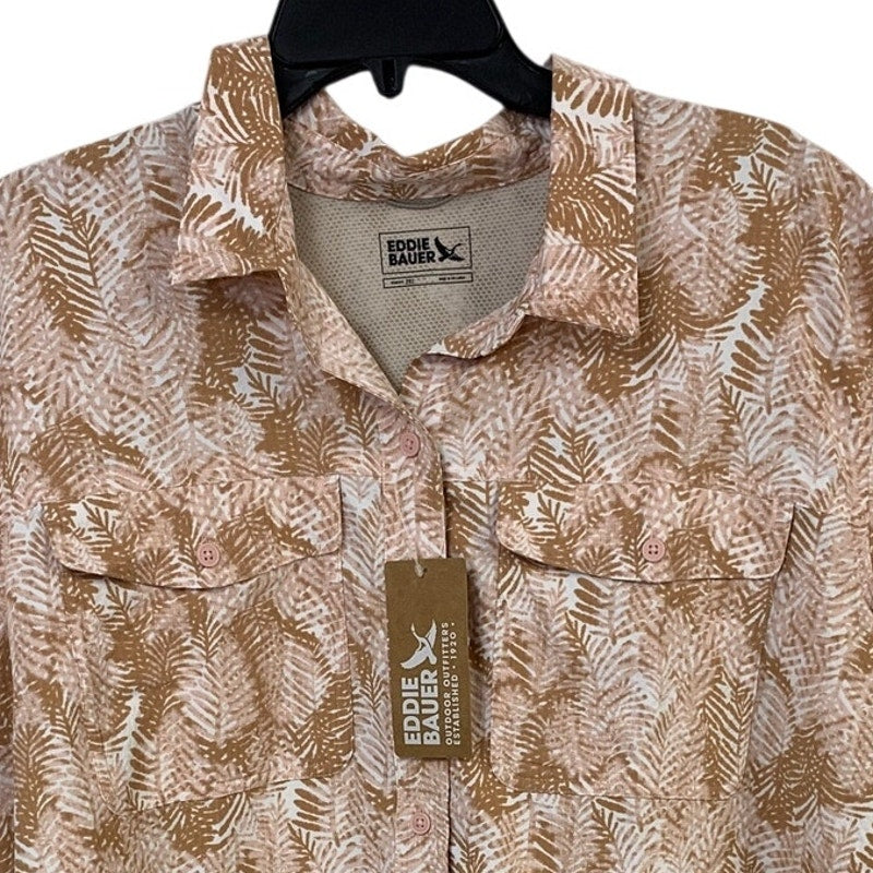 New Eddie Bauer Womens 2XL Pink Mountain 3.0 Short Sleeve Button Down Shirt