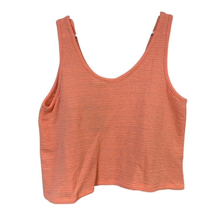 New Eddie Bauer Womens Peach Beachy Slub Button Front Cotton Blend Tank Top