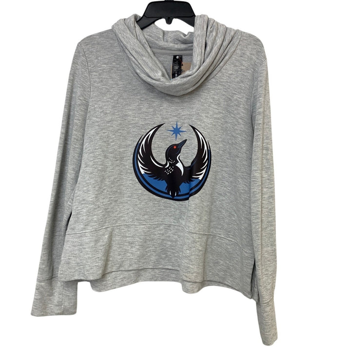 Upcycled Hand Printed Womens Medium Minnesota Rebel Bird Anti-Ice Sweatshirt