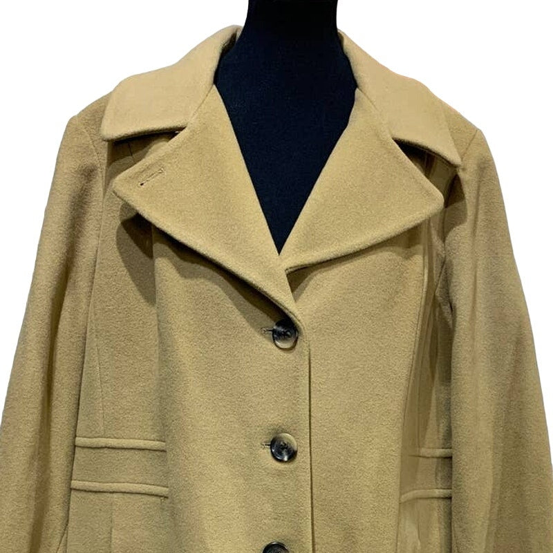 Anne Klein 22W Plus Camel Wool Cashmere Blend Single Breasted Tan Walker Coat