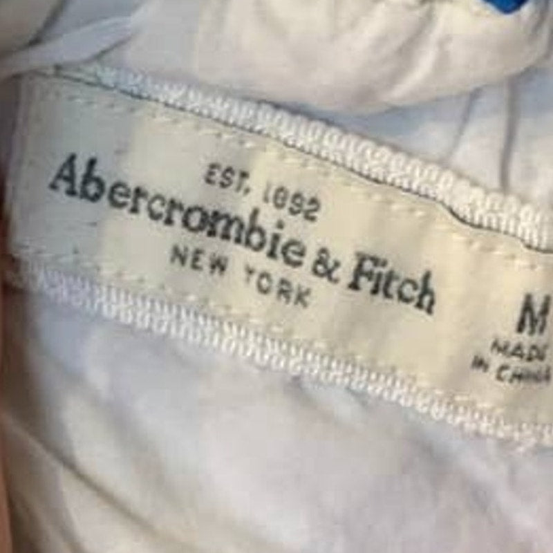 Abercrombie &amp; Fitch Medium Blue Floral Cotton Blend Short Elastic Waist Skirt