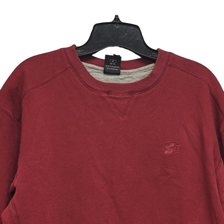 Starter Mens Medium Red PolyCotton Long Sleeve Crew Neck Pullover Sweatshirt